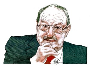 Umberto Eco (digitální kolorovaná kresba tužkou)