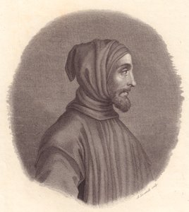 Portrét italského malíře Cimabueho (asi 1240-1302), mědirytina od Locatelliho podle portrétu Simone Seneseho
