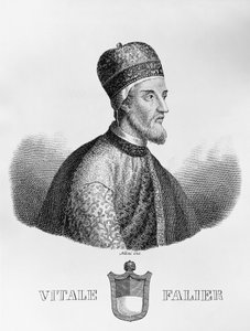 Portrét Vitale Faliera (zemřel cca 1095), 32. benátského dóžete, rytina Antonia Naniho (1803-1870)