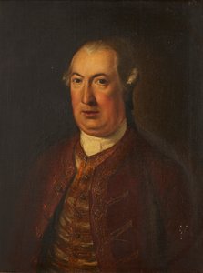Poloviční portrét gentlemana ve vyšívané bundě a vestě (olej na plátně) od David (follower of) Martin