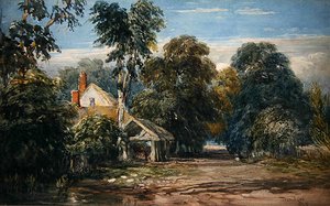 Chata a Byre na okraji lesa od David Cox