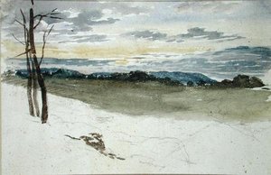 Lesní krajina při západu slunce (tužka a akvarel na papíře) od David Cox