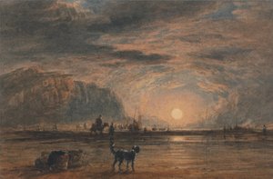 Plážová scéna - východ slunce od David Cox