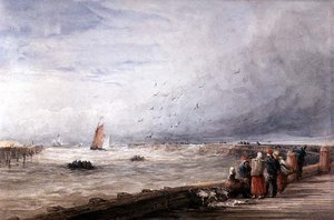 Calais Pier (akvarel na papíře) od David Cox