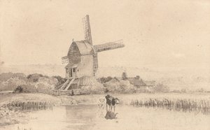 Napájení dobytka větrným mlýnem na Dulwich Common, 1811 od David Cox