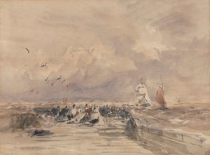 Dieppe Pier, Stiff Breeze od David Cox