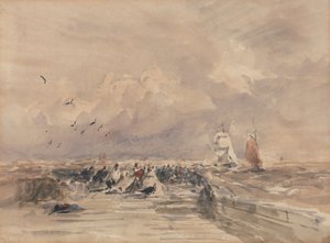 Dieppe Pier, Stiff Breeze od David Cox