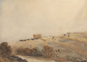 Výroba sena, cca 1808 (bez barvy s karoserií přes grafit na papíře) od David Cox