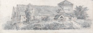 Kostel Llanfair, Severní Wales pro pojednání o krajinomalbě a efektech v akvarelových barvách od David Cox