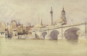 London Bridge, 1831 (wc s barvou karoserie přes grafit na papíře) od David Cox
