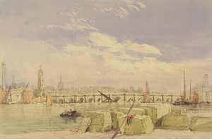 London Bridge, c.1828-30 (wc a barva karoserie přes grafit na papíře) od David Cox