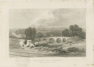 Penkridge Town - Železniční a Bull Bridge: ocelorytina, nd [c 1839] od David Cox