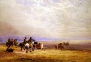Příprava na přechod Lancaster Sands (akvarel na papíře) od David Cox