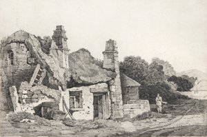 Zničená chata (kresba) od David Cox