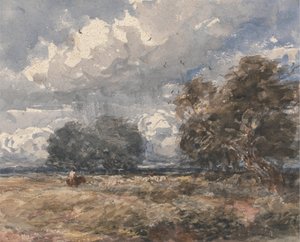 Pastýření stáda, větrný den od David Cox