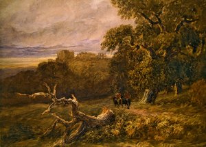 Cestovatelé u hradu Hardwicke (akvarel na papíře) od David Cox