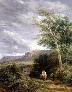 Velšská krajina s vodním mlýnem (olej na plátně) od David Cox