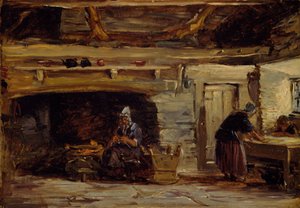 Interiér chaty, Trossavon poblíž Bettws-y-Coed, 1844-1847. od David Cox the elder