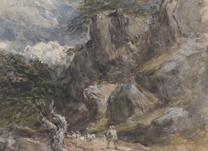 Řízení ovcí ve skalnaté krajině, ca. 1846. od David Cox the elder