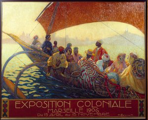 Kolonialismus: plakát pro koloniální národní výstavu v Marseille. Plakát David Dellepiane (1866-1932). 1906 Marseille, Musee de la Marine - Kolonialismus: plakát k Národní koloniální výstavě v Marseille od Davida Dellepiana (1866-1932). 1906.