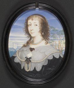 Královna Henrietta Maria (1609-69) (kvaš na pergamenu položený na kartičce s hessem)