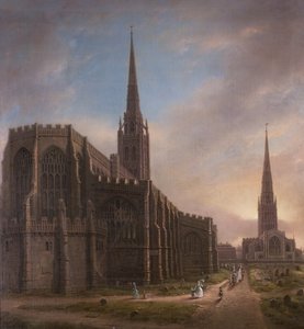Kostely sv. Michaela a Nejsvětější Trojice, ze severovýchodu, Coventry, 1849