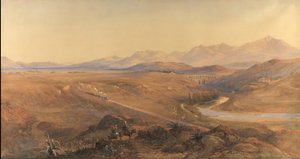 Parní vlak na osmanské železnici, 1859 (wc a tužka zvýrazněna barvou karoserie)