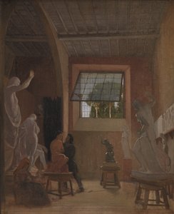 Sochař Jens Adolph Jerichau ve svém ateliéru v Římě