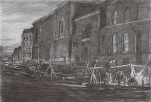 Londýn: Newgate Prison (barevná litografie)