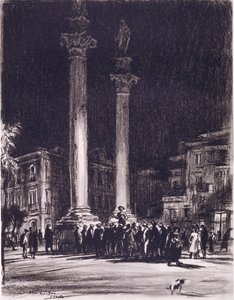 Laciný jack mezi římskými sloupy Almeda de Hercules, Sevilla od David Muirhead Bone