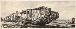 Řada tanků, ilustrace z knihy "The Western Front", vydavatelství Country Life Ltd.