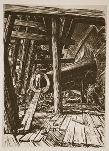 Držák hřídele, ilustrace z knihy "The Western Front", vydavatelství Country Life Ltd. od David Muirhead Bone