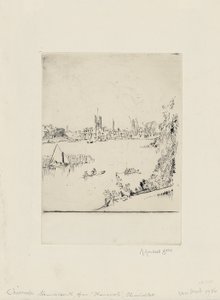 Hammersmith z Thamescote, Chiswick Mall od David Muirhead Bone
