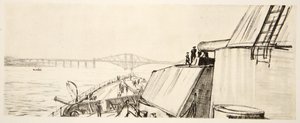 Na bitevní lodi: ve Forthu, ilustrace z knihy "The Western Front", vydavatelství Country Life Ltd. od David Muirhead Bone