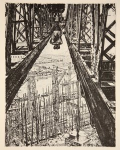 Loděnice z pohledu od Big Crane, ilustrace z knihy "The Western Front", vydavatelství Country Life Ltd. od David Muirhead Bone