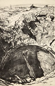 Jáma na farmě Mouquet, ilustrace z knihy "The Western Front", vydavatelství Country Life Ltd. od David Muirhead Bone