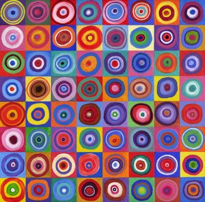 Ve čtvercovém kruhu 64 podle Kandinského, 2012 (akryl na plátně) od David Newton