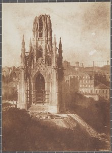Scott Monument, Edinburgh, během stavby, 1840-44 (tisk slaného papíru z kalotypového negativu)