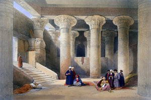 „Interiér chrámu v Esně, Horní Egypt“, 1838 od David Roberts, Louis Haghe