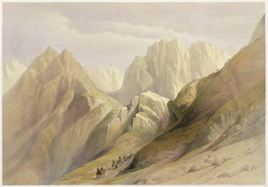 Výstup na Dolní pohoří Sinaje, 18. února 1839, deska 114 ze svazku III „Svatá země“, vyryl hospodou Louis Haghe (1806-85). 1849 od David Roberts