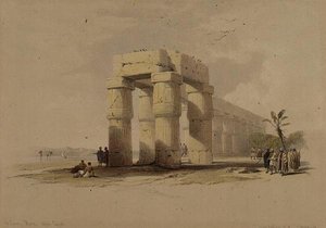 V Luxoru, Thébách, Horním Egyptě, z „Egypt a Núbie“, svazek 1 (litho) od David Roberts