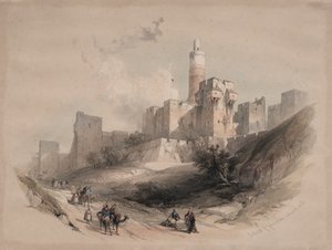 Jeruzalémská citadela, bez zdí, Davidova věž od David Roberts