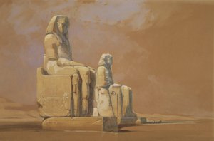 Kolosy, Théby, 1838 od David Roberts