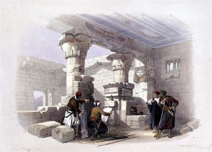 Deir Al-Madinah, Théby, z "Egypt a Núbie", svazek 1 (litho) od David Roberts