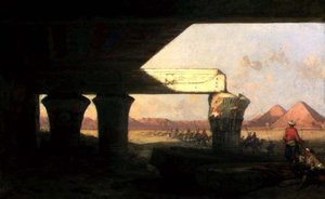 Egyptská krajina s výhledem do dálky na pyramidy od David Roberts