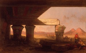 Egyptská krajina s dalekým výhledem na pyramidy od David Roberts