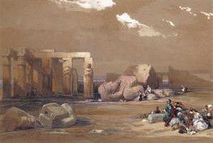 Fragmenty Velkých kolosů v Memnoniu, Théby, 1838 od David Roberts