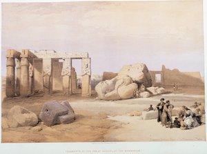 Fragmenty velkých kolosů, v Memnoniu, ve „Svaté zemi“, Londýn 1849 od David Roberts