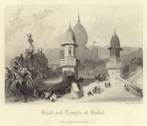 Ghat a chrám v Gokul od David Roberts