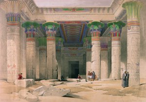 Velké sloupoví chrámu Philae, Nubia, z „Egypt a Núbie“, vyryté Louisem Haghem (1806-85), vydáno v Londýně, 1838